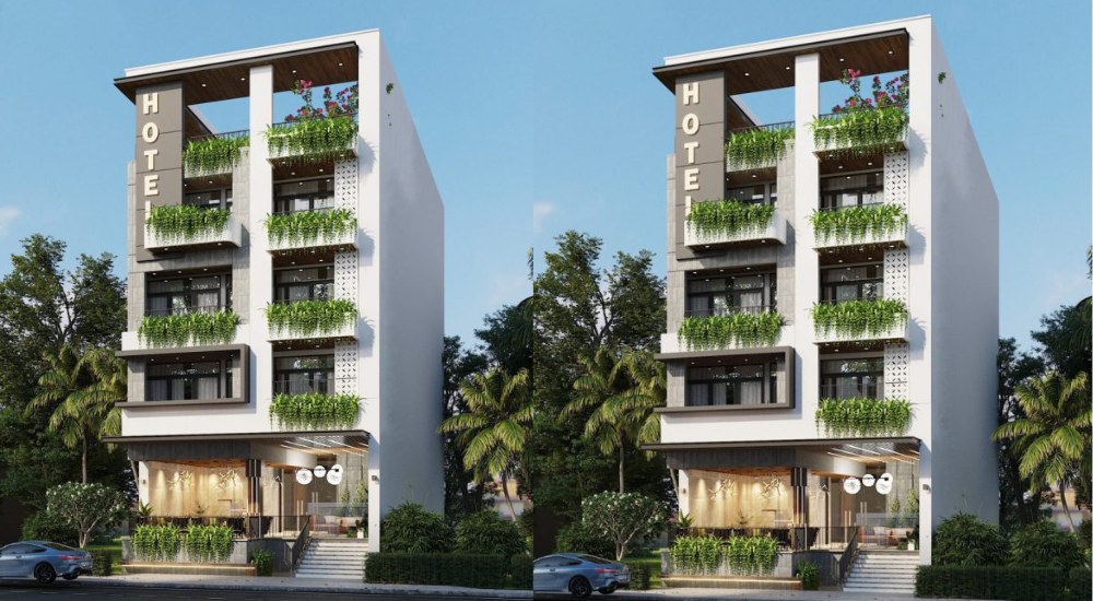 Mẫu thiết kế khách sạn 5 tầng đẹp thiết kế độc đáo, ấn tượng