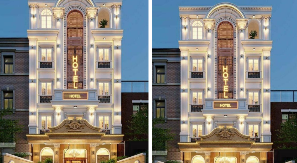 Mẫu khách sạn mini 3 tầng 10 Mẫu khách sạn mini 3 tầng 6×20m