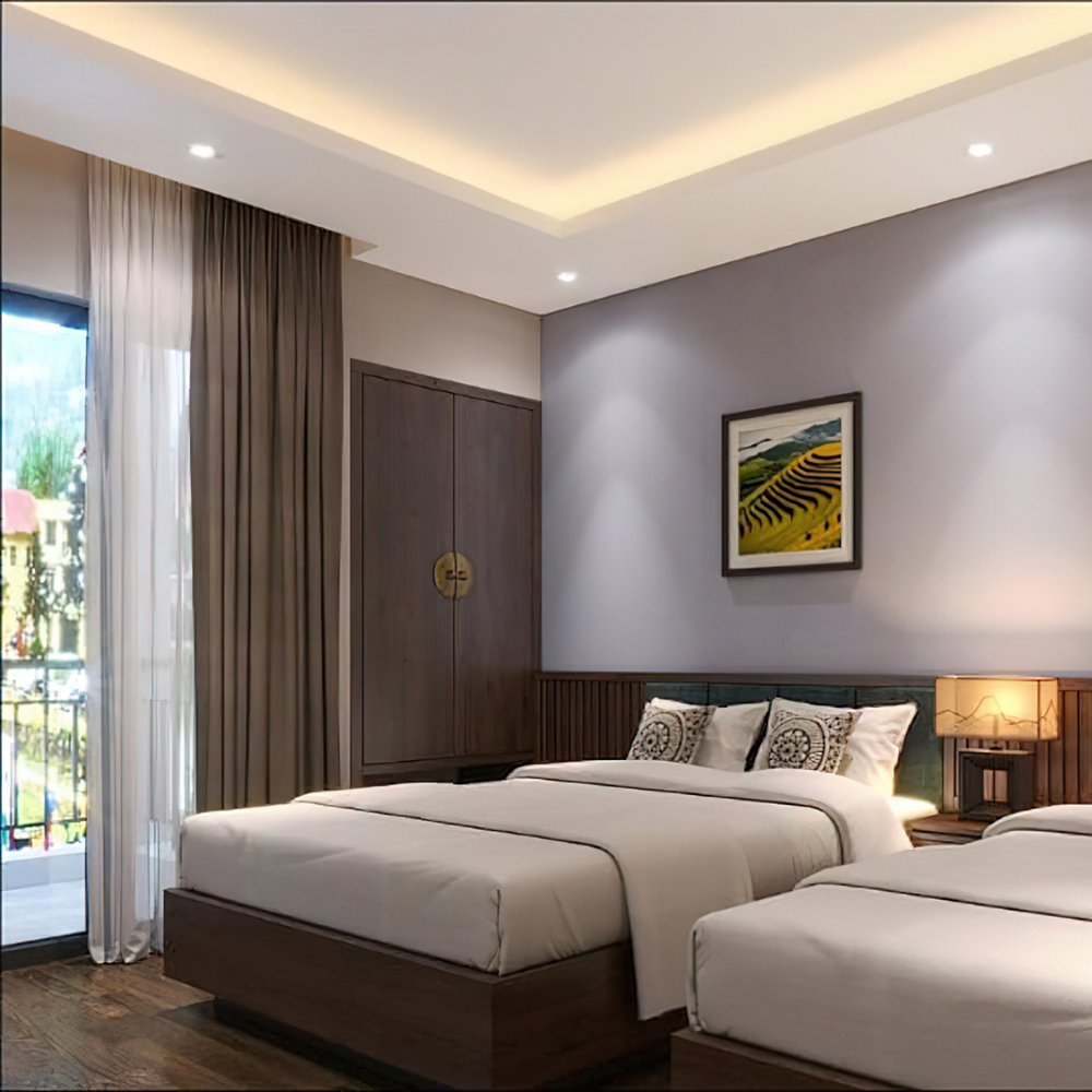 Vải bọc và rèm cửa cho nội thất khách sạn 2 sao