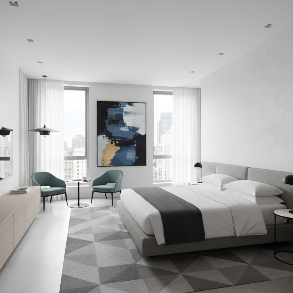 Nội thất phòng khách sạn: Bí quyết tạo không gian đẳng cấp thu hút khách hàng 15 Phòng nội thất khách sạn sử dụng nghệ thuật chân dung lớn