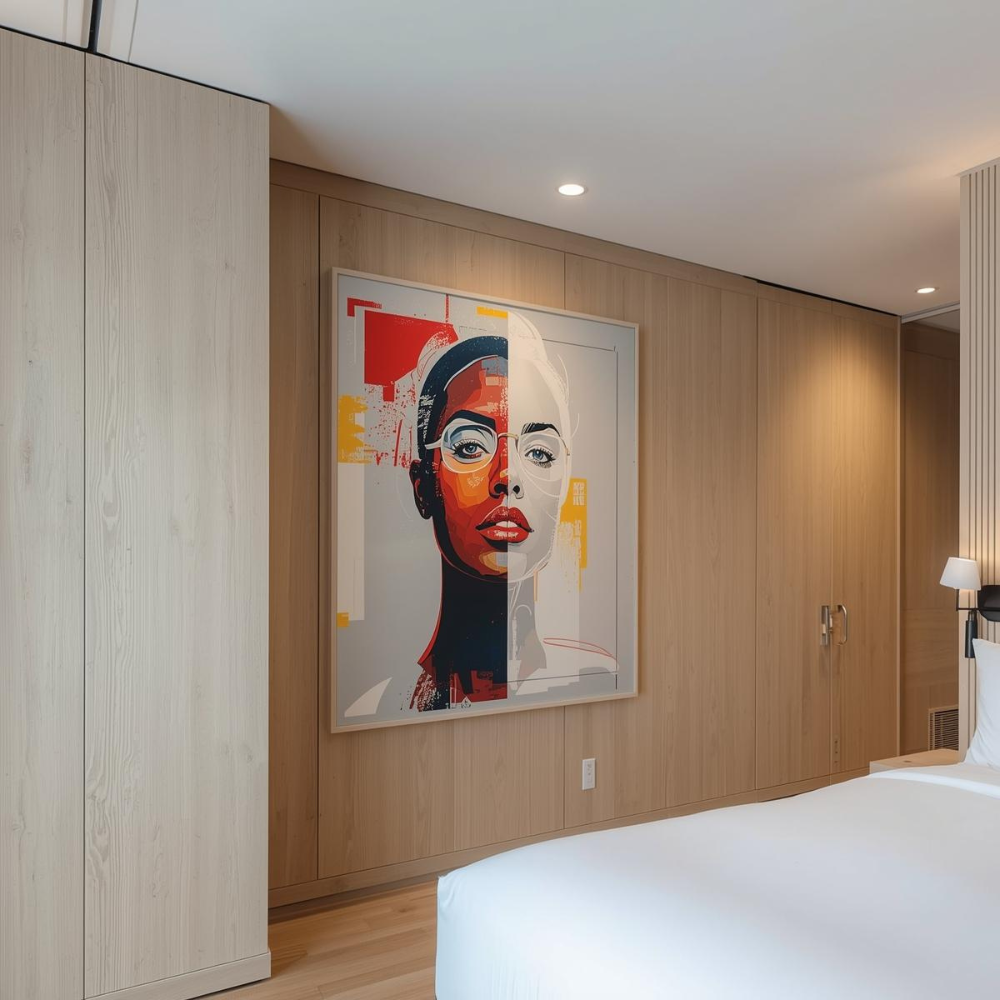 Nội thất phòng khách sạn: Bí quyết tạo không gian đẳng cấp thu hút khách hàng 14 Phòng nội thất khách sạn sử dụng nghệ thuật chân dung lớn