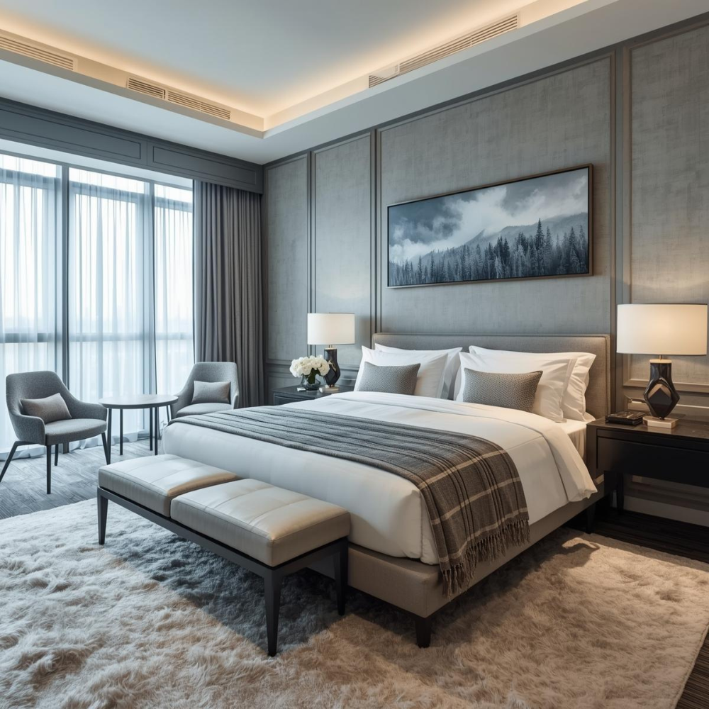 Nội thất phòng khách sạn: Bí quyết tạo không gian đẳng cấp thu hút khách hàng 37 Decor phòng ngủ khách sạn không gian từ chất liệu lông cừu