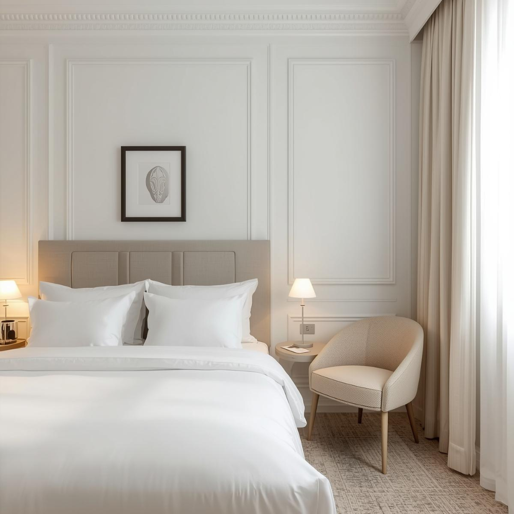 Nội thất phòng khách sạn: Bí quyết tạo không gian đẳng cấp thu hút khách hàng 20 Phòng khách sạn sử dụng toàn bộ tông trắng
