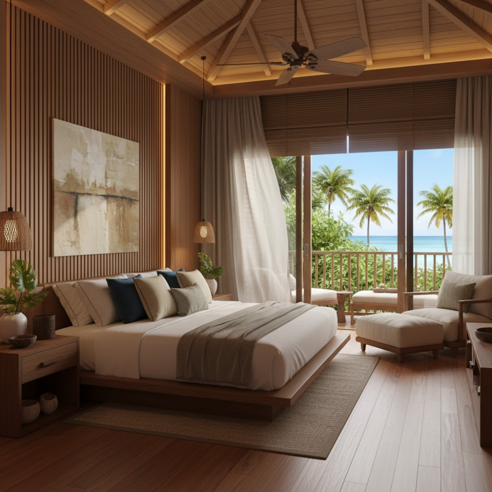 Nội thất phòng khách sạn: Bí quyết tạo không gian đẳng cấp thu hút khách hàng 21 Phòng ngủ khách sạn cao cấp phong cách nhiệt đới